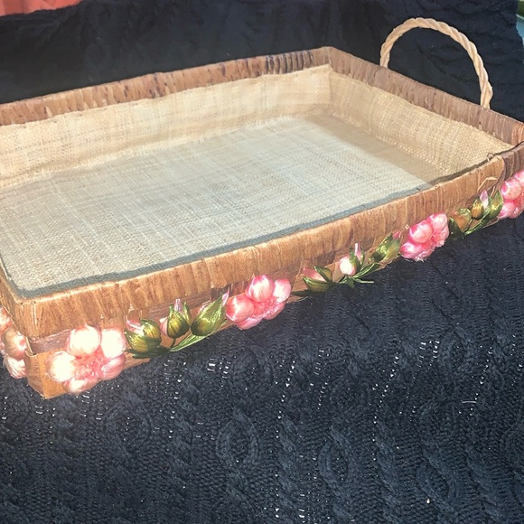 Vintage Woven Pink Floral Pyrex serving tray 15 x 10 1/2 BRAND NEW!!! - Picture 1 of 7
